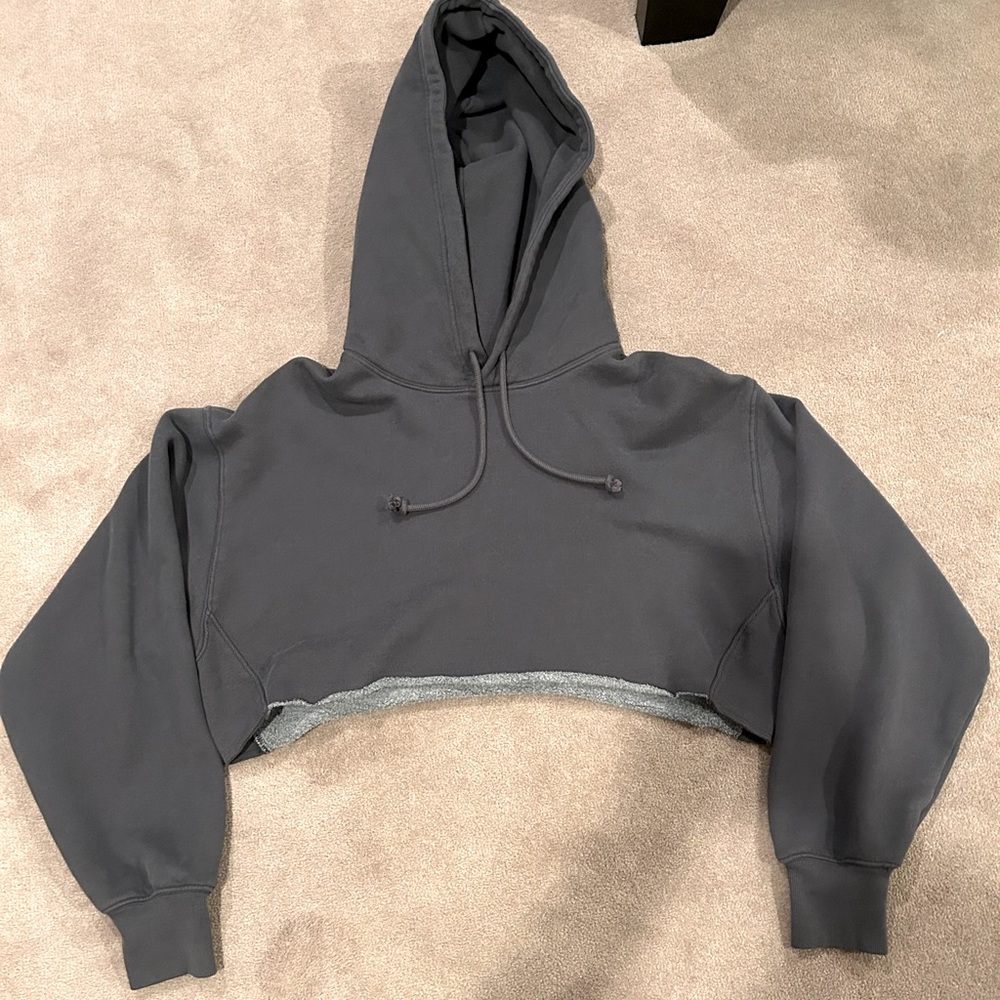 TNA Dark Gray Cropped Hoodie